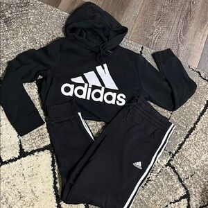 Adidas Black Logo Hoodie and Joggers Set M top L bottom